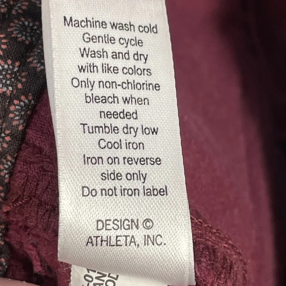 Athleta Cherrywood Burgundy Corduroy Multi-Pocket Straight Leg Pants Women 4